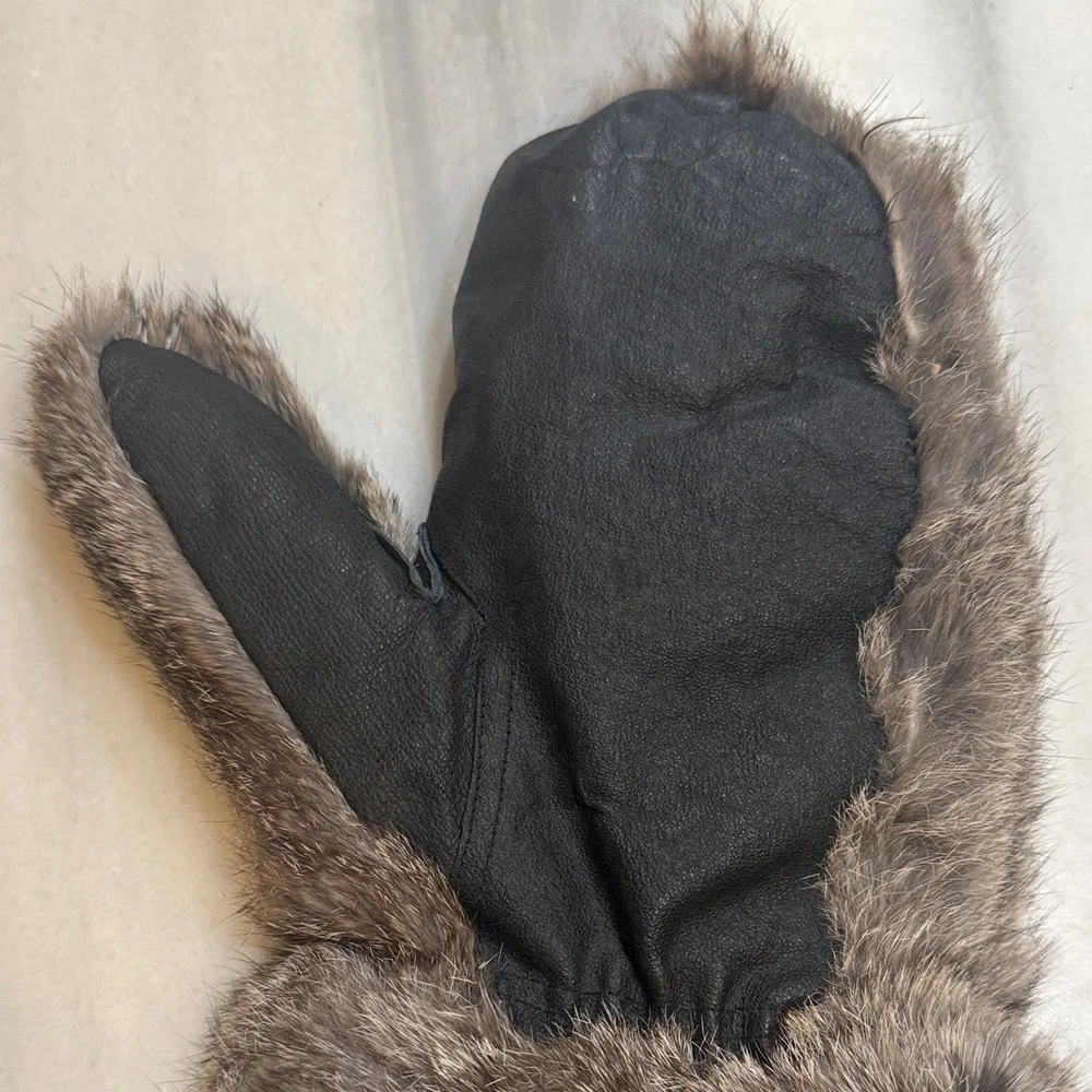 Rare Vintage Rabbit Fur Extra Long Mittens Gloves